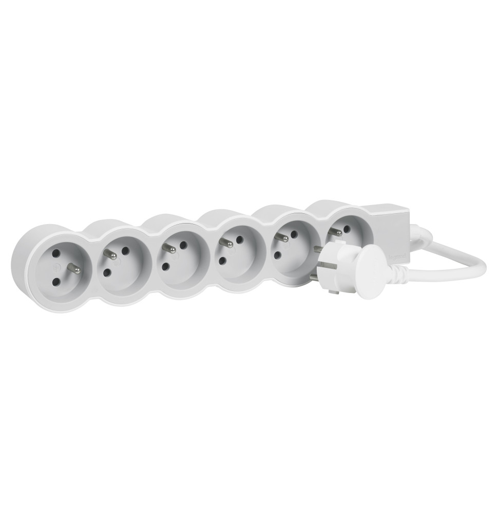 Rallonge multiprise extra-plate équipée de 6 prises 2P+T 16A