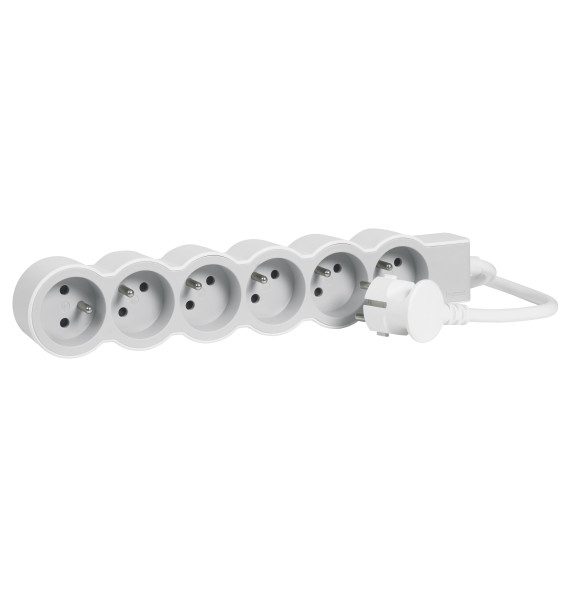 Rallonge multiprise extra-plate équipée de 6 prises 2P+T 16A