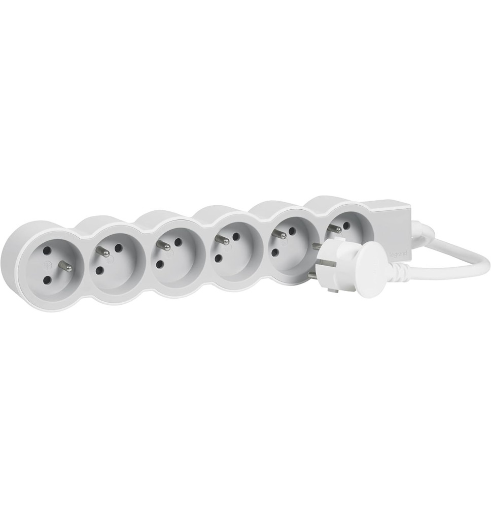 Rallonge multiprise extra-plate équipée de 6 prises 2P+T 16A