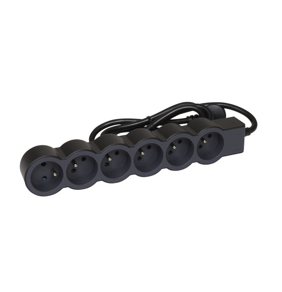 Rallonge multiprise extra-plate équipée de 6 prises 2P+T 16A