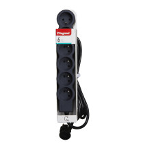 Rallonge multiprise extra-plate équipée de 6 prises 2P+T 16A