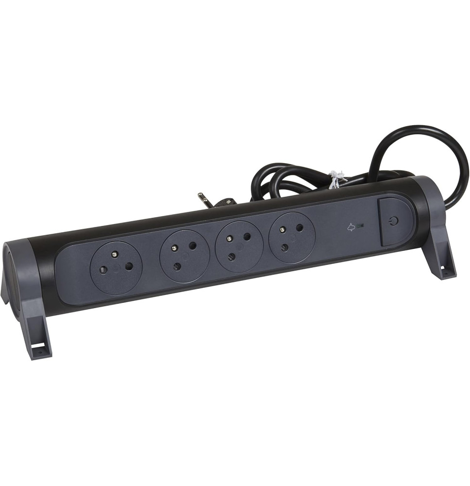 Rallonge multiprise avec bloc rotatif de 4 prises 2P+T Surface
