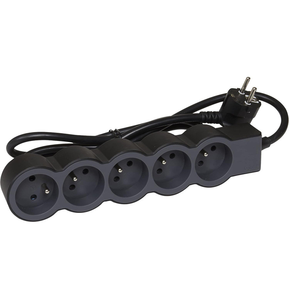 Rallonge multiprise extra-plate équipée de 5 prises 2P+T 16A
