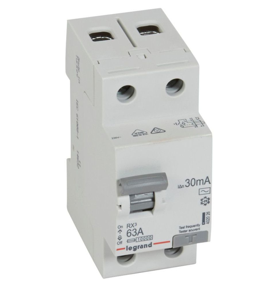 Disjoncteur différentiel RX³ 2P 63A AC 30mA - 402026 Disjoncteur différentiel RX³ 2P 63A AC 30mA - 402026