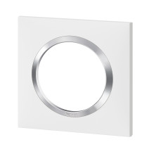 Plaque de finition carrée dooxie 1 poste blanc avec bague effet