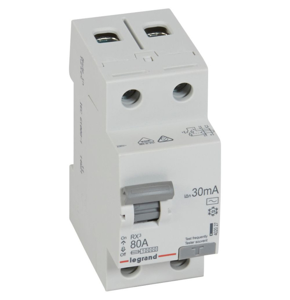Disjoncteur différentiel RX³ 2P 80A AC 30mA - 402027 Disjoncteur différentiel RX³ 2P 80A AC 30mA - 402027