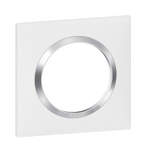 Plaque de finition carrée dooxie 1 poste blanc avec bague effet
