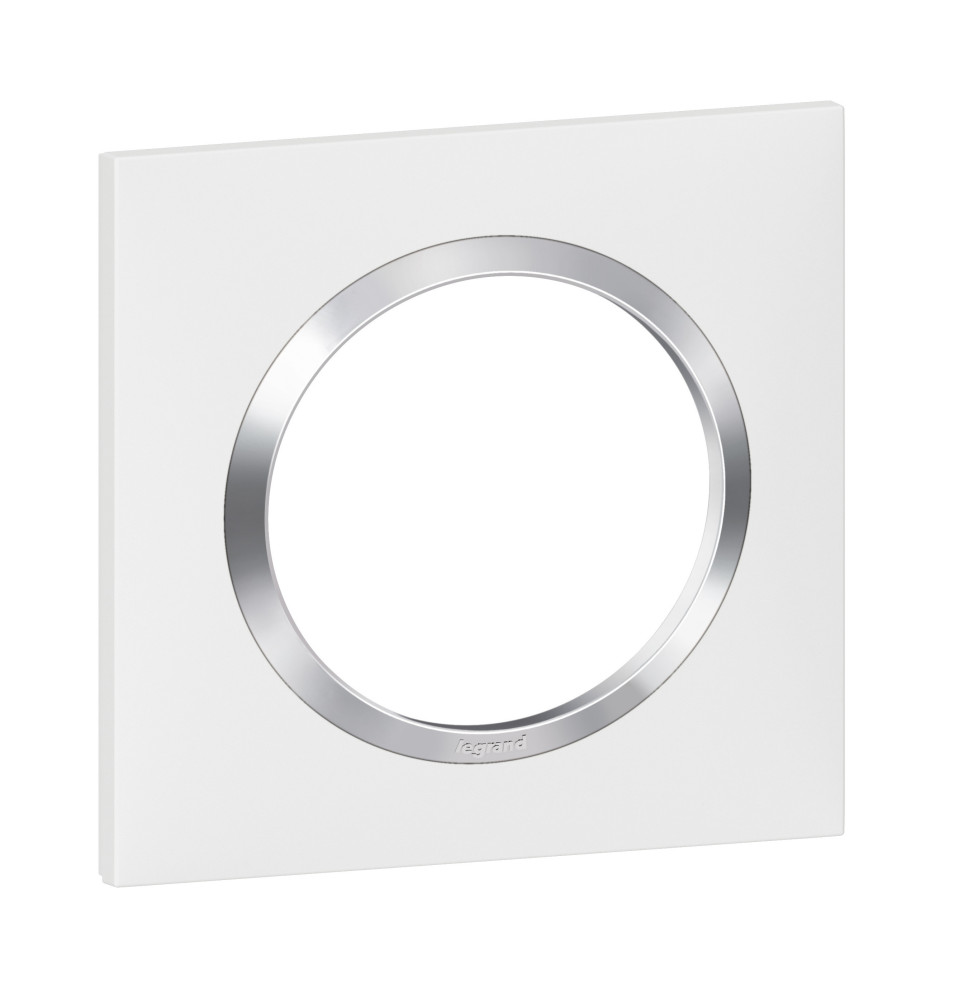 Plaque de finition carrée dooxie 1 poste blanc avec bague effet