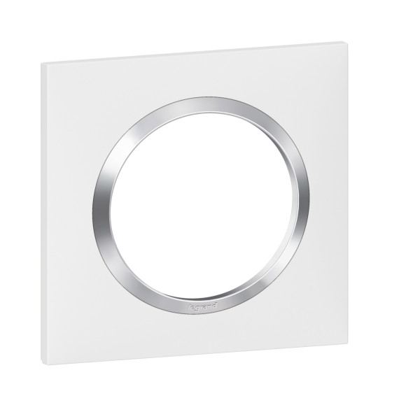 Plaque de finition carrée dooxie 1 poste blanc avec bague effet