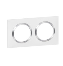 Plaque de finition carrée dooxie 2 postes blanc avec bague
