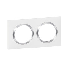 Plaque de finition carrée dooxie 2 postes blanc avec bague
