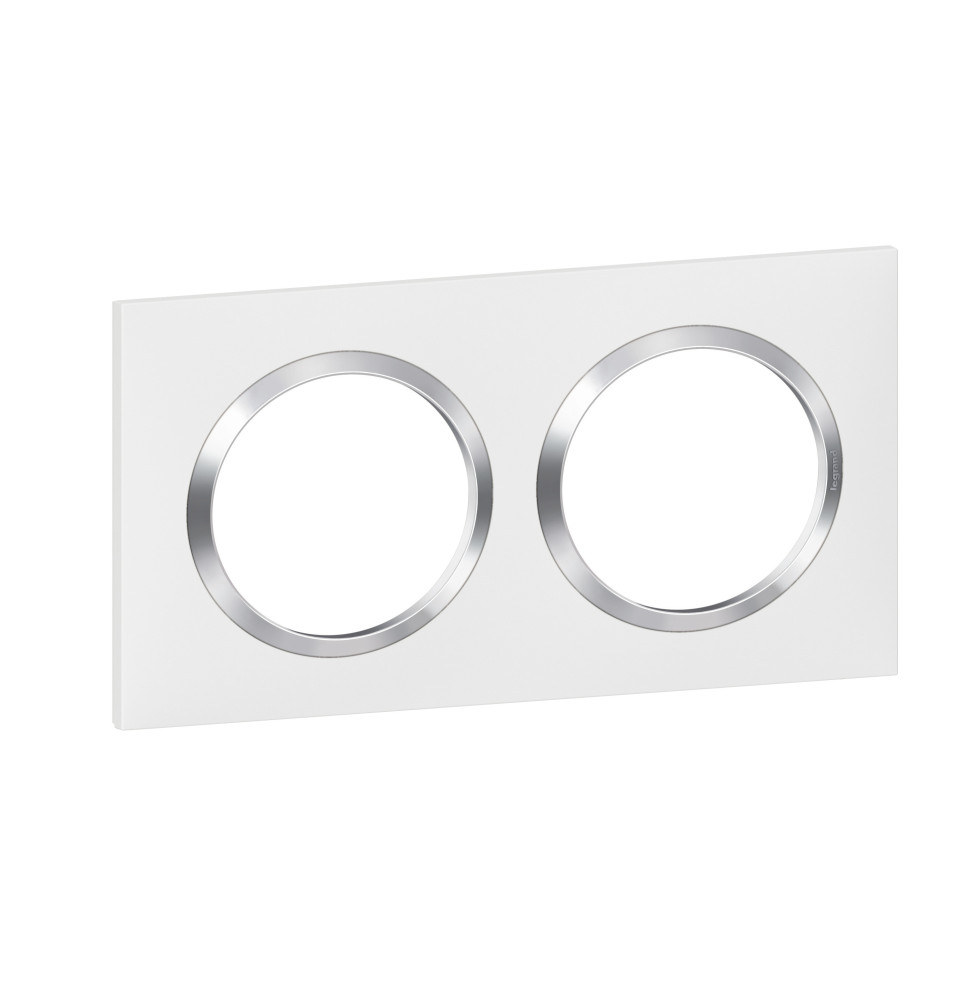 Plaque de finition carrée dooxie 2 postes blanc avec bague