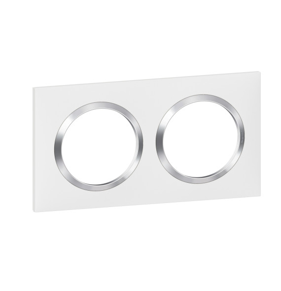 Plaque de finition carrée dooxie 2 postes blanc avec bague