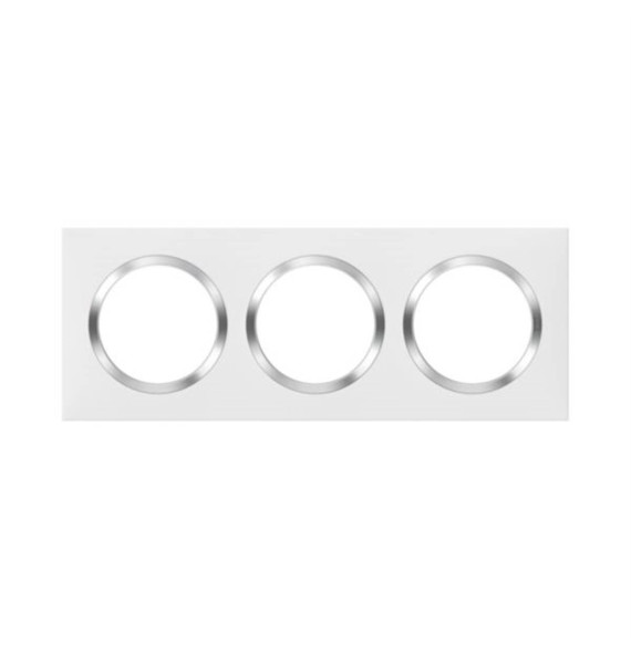 Plaque de finition carrée dooxie 3 postes blanc avec bague
