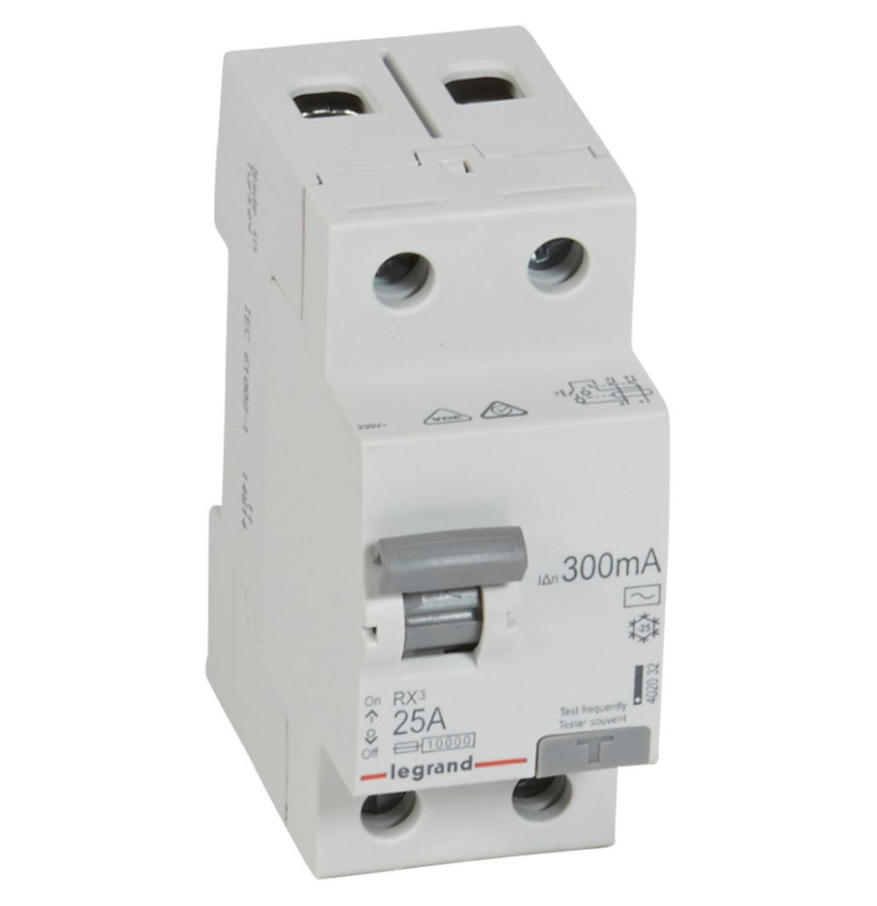 Disjoncteur différentiel RX³ 2P 25A AC 300mA - 402032 Disjoncteur différentiel RX³ 2P 25A AC 300mA - 402032