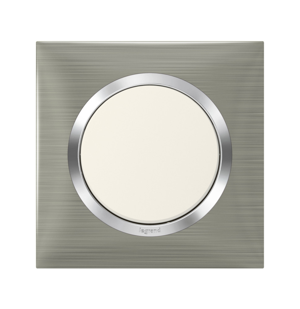 Plaque de finition carrée dooxie 1 poste effet inox brossé -