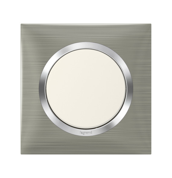 Plaque de finition carrée dooxie 1 poste effet inox brossé -