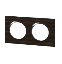 Plaque de finition carrée dooxie 2 postes effet bois ébène -