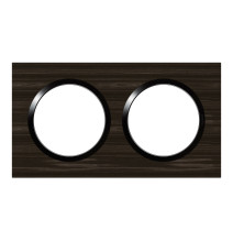 Plaque de finition carrée dooxie 2 postes effet bois ébène -