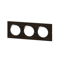 Plaque de finition carrée dooxie 3 postes effet bois ébène -