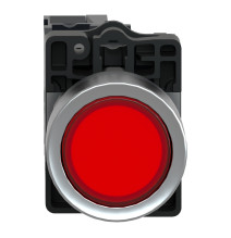 Bouton-poussoir lumineux rouge complet - Ø22 - affleurant - 220