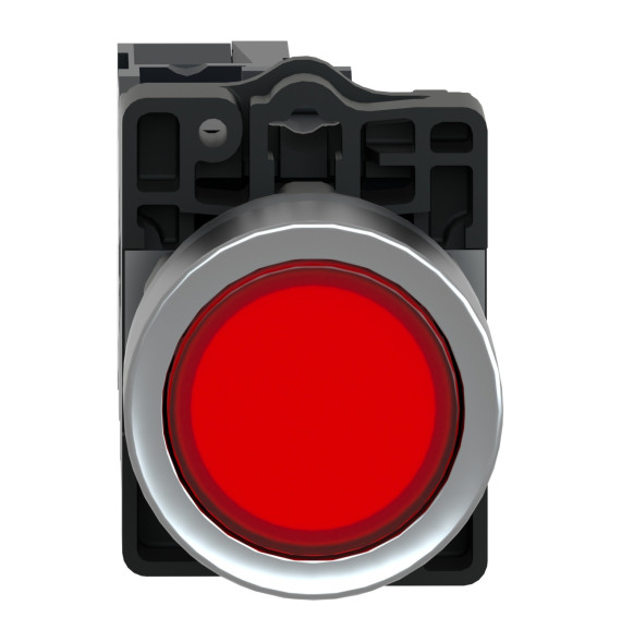 Bouton-poussoir lumineux rouge complet - Ø22 - affleurant - 220