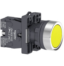 Complete push button Easy Harmony XA2 plastic flush yellow 22mm