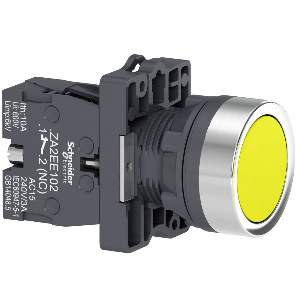 Complete push button Easy Harmony XA2 plastic flush yellow 22mm