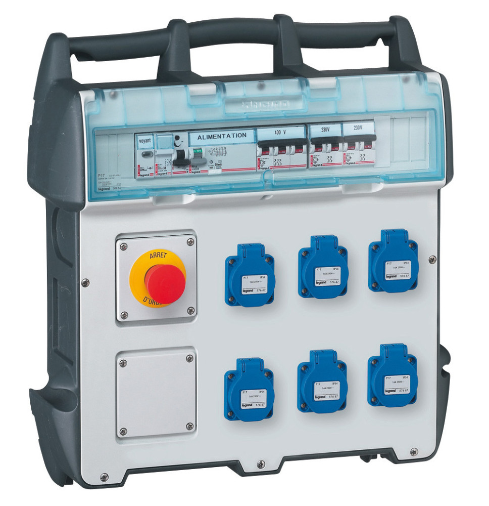 Coffret de chantier P17 IP44 IK09 16A - 400V - 6 prises