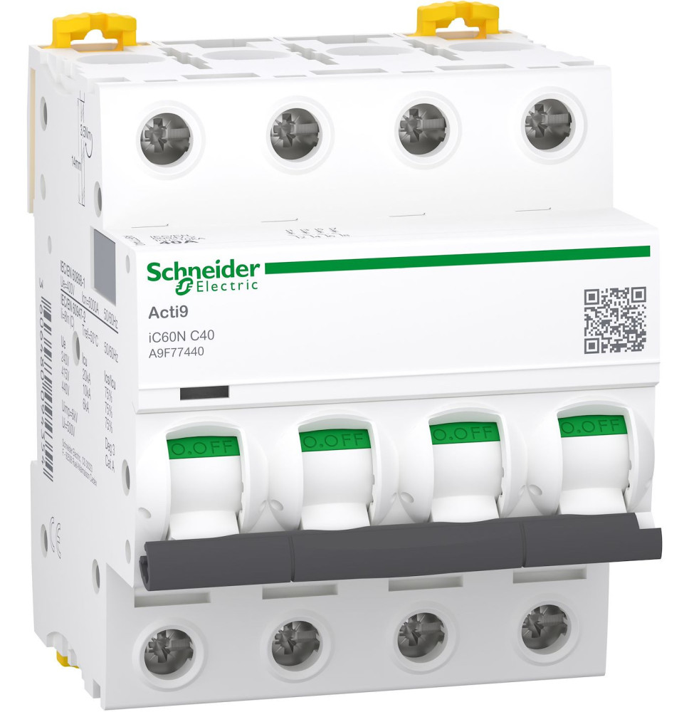 Disjoncteur modulaire – iC60N – 4P – 40 A – courbe C Schneider