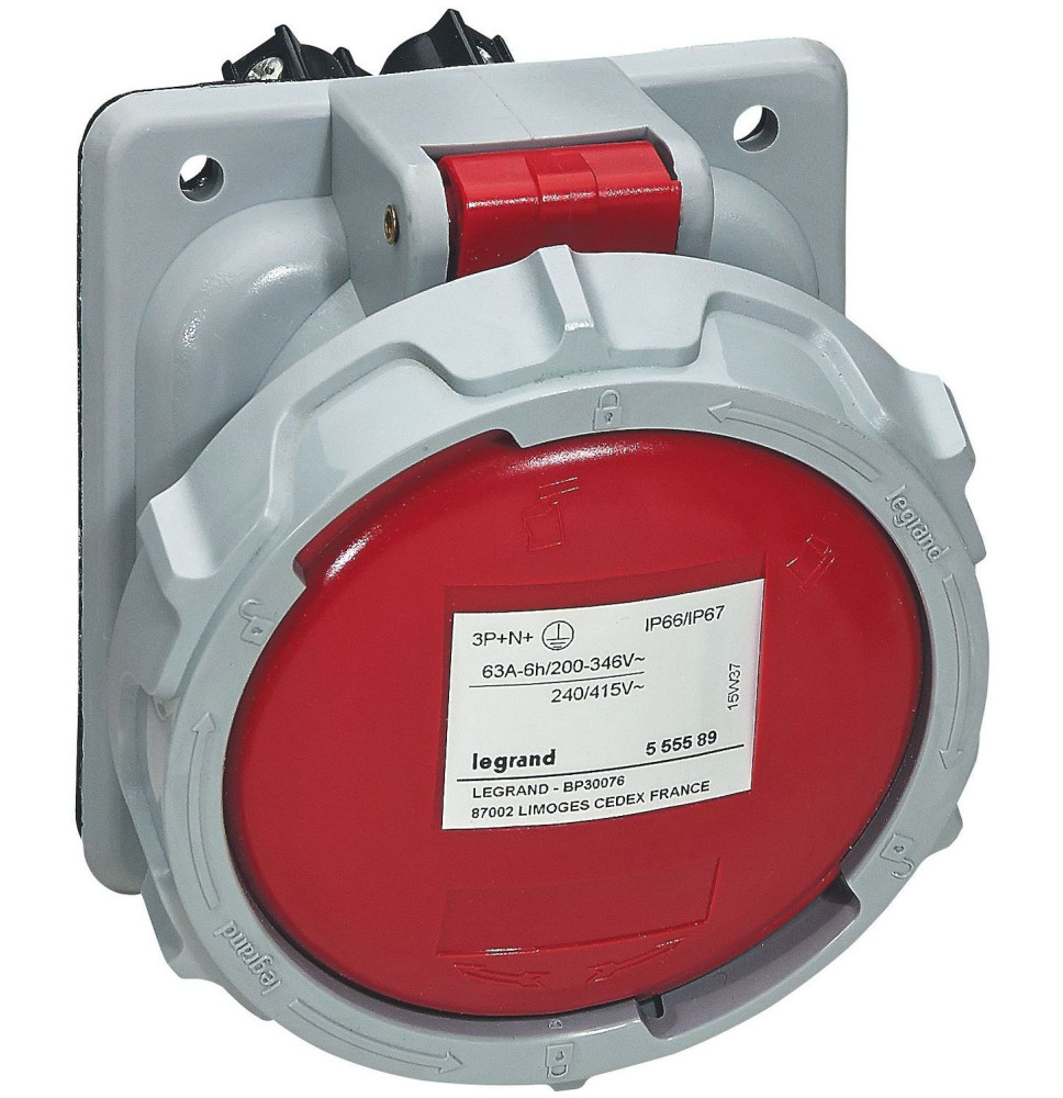 Prise fixe IP66/67 63A - 380V~ à 415V~ - 3P+N+T - P17 Legrand -