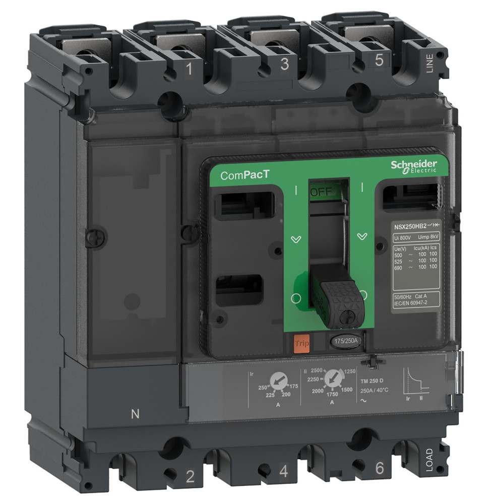 Disjoncteur - TM-D 100A - 4P3D - 36kA - montage fixe - ComPacT