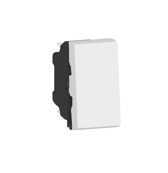 Interrupteur bouton poussoir ou Inverseur 6A 1 module Blanc