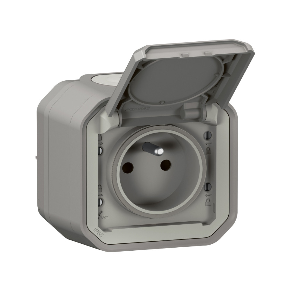 Prise de courant 2P+T étanche Plexo 16A 250V IP55 IK08 livrée