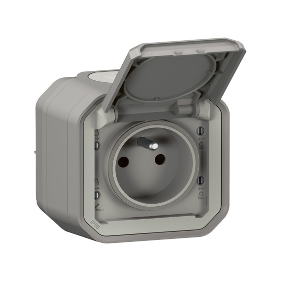 Prise de courant 2P+T étanche Plexo 16A 250V IP55 IK08 livrée