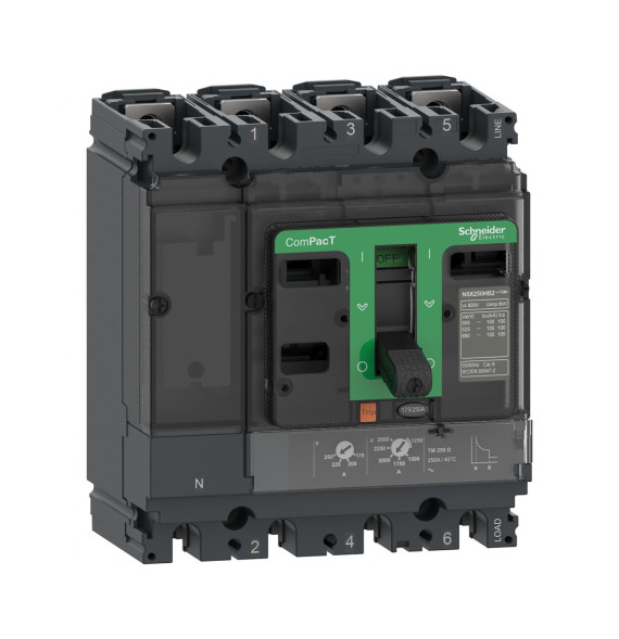 Disjoncteur ComPacT NSX250F - TM-D 250A - 4P3D - 36kA - montage