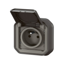 Prise de courant 2P+T étanche Plexo 16A 250V IP55 IK08 livrée