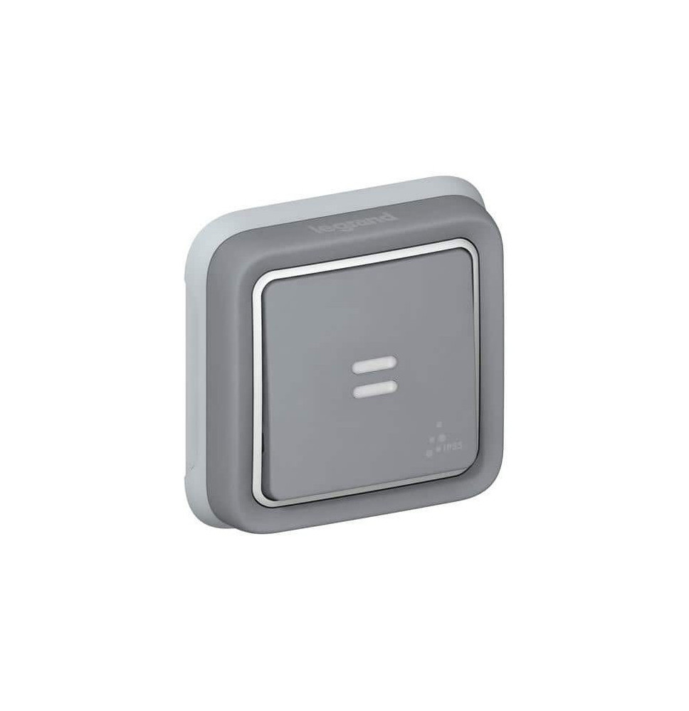 Poussoir inverseur étanche NO+NF lumineux Plexo complet IP55