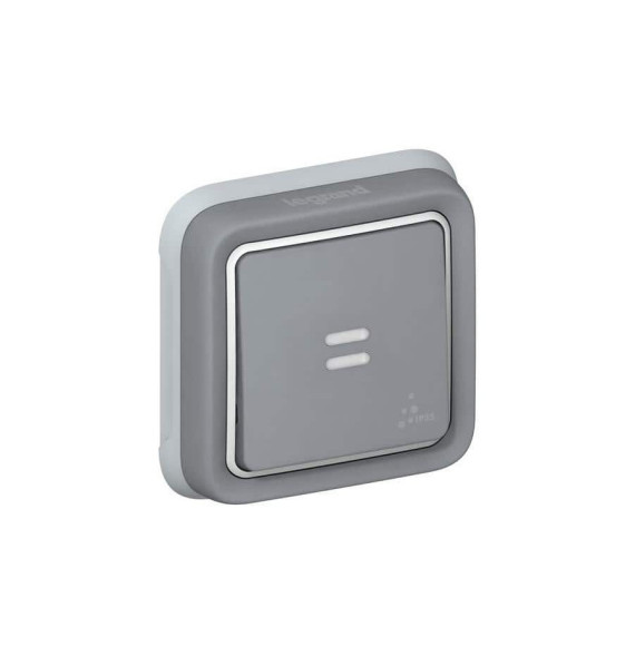 Poussoir inverseur étanche NO+NF lumineux Plexo complet IP55