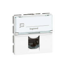 Prise RJ45 catégorie 6A STP à blindage métal 2 modules blanc