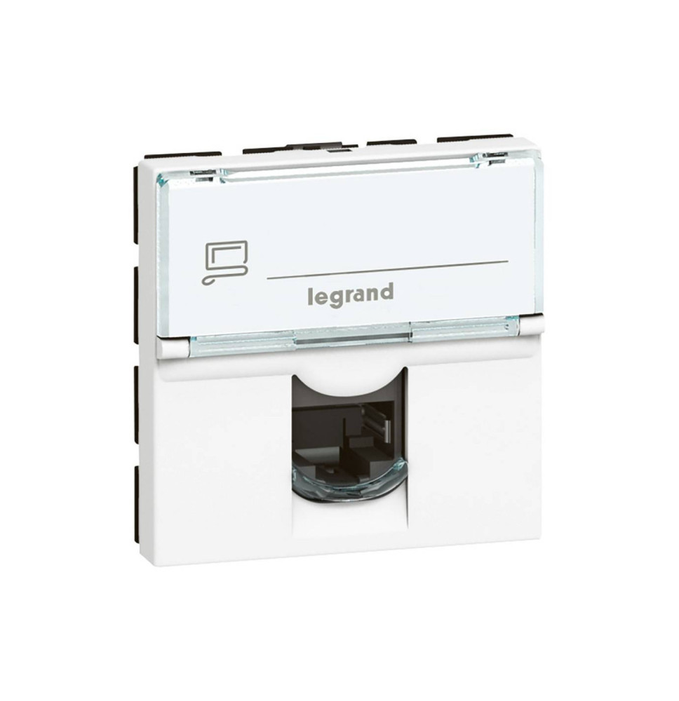 Prise RJ45 catégorie 6A STP à blindage métal 2 modules blanc