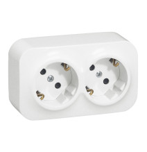 Prise std allemande 2 x 2P+E Forix - montage en saillie - IP 2X