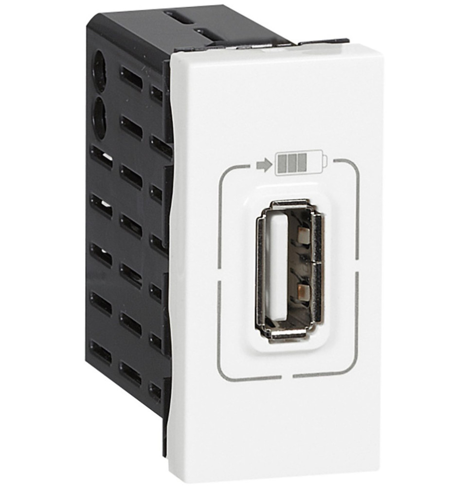 Prise USB Type-A 1,5A 5V 7,5W 1 module 230V - blanc Mosaic