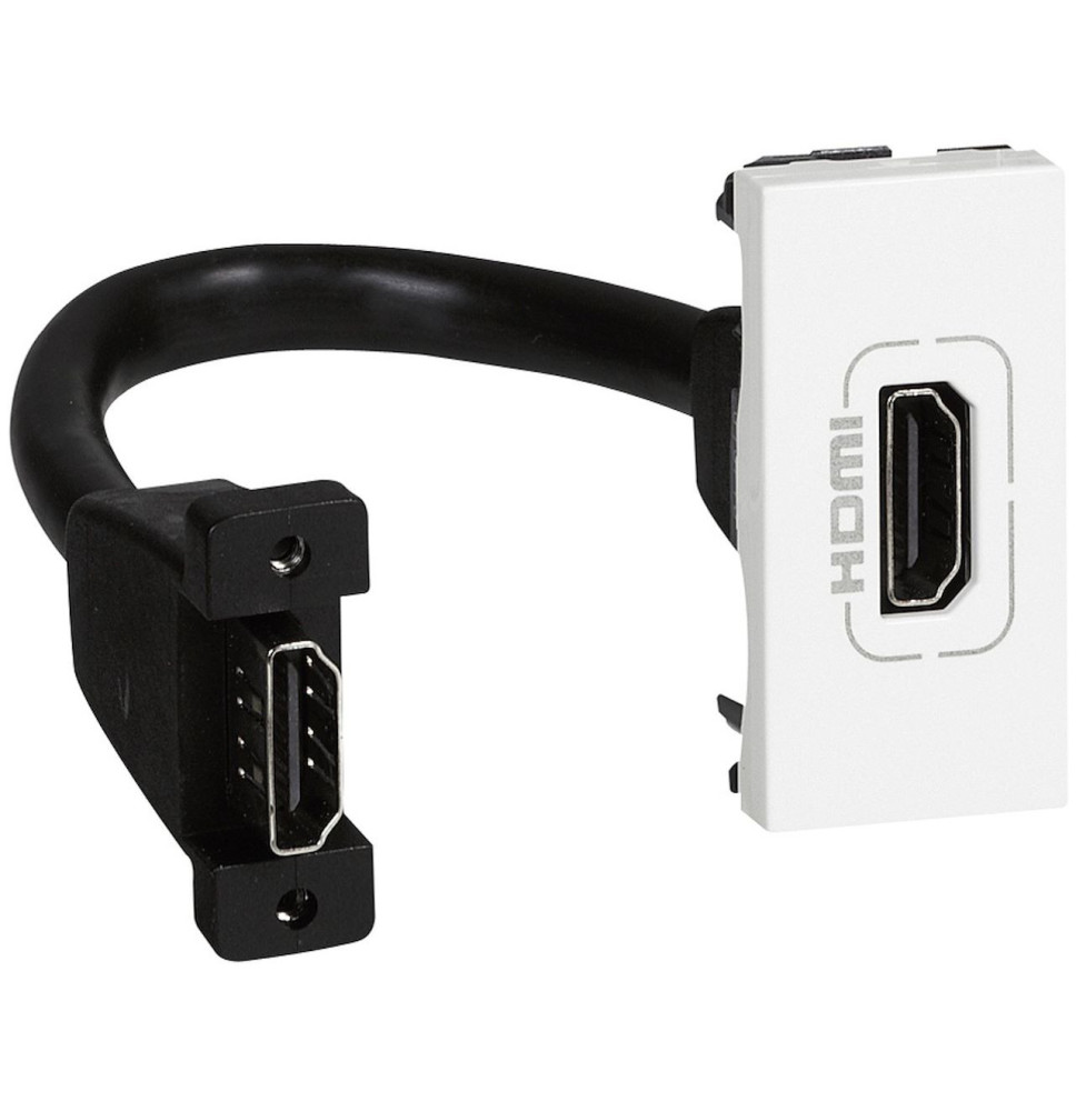 Prise HDMI Type-A version 2.0 préconnectorisée1 module - blanc Prise HDMI Type-A version 2.0 préconnectorisée1 module - blanc