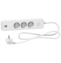 Rallonge multiprises - Odace 3 prises 2P+T - blanche - 2USB -