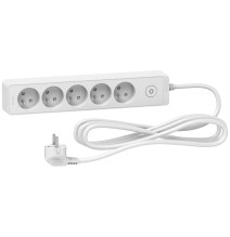 Rallonge multiprises - Odace - 5 prises 2P+T - blanche - 3m -