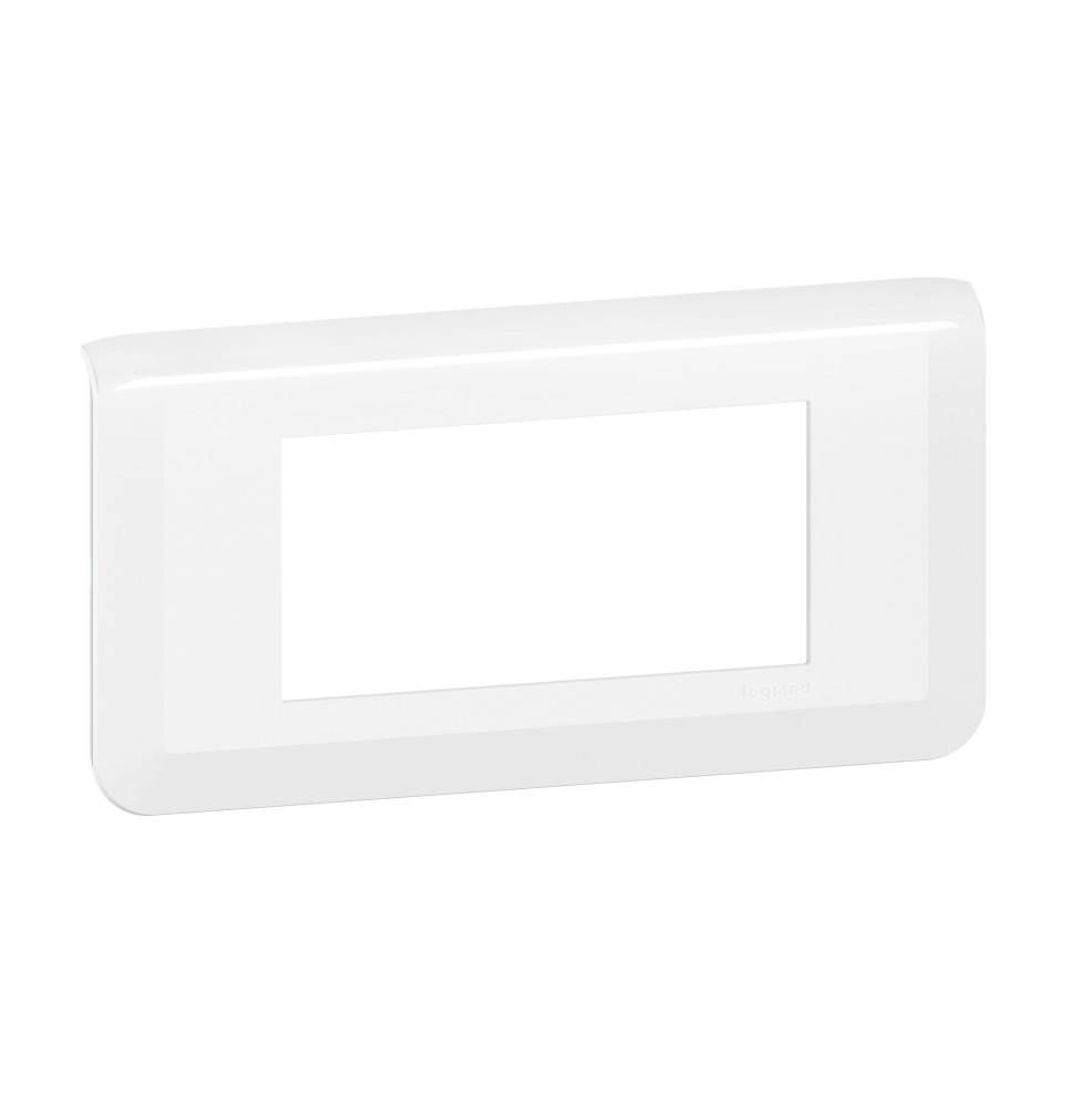 Plaque de finition horizontale 4 modules Blanc Mosaic Legrand -