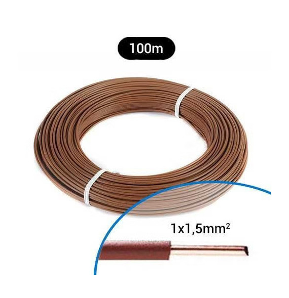 Fil électrique rigide H07VU 1.5² marron - Couronne / Rouleau de