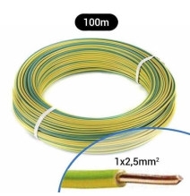 Fil électrique rigide H07VU 2.5² vert / jaune - Couronne /