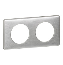 Plaque Céliane Métal 2 postes - finition Aluminium Legrand -
